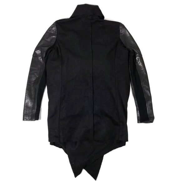 HELMUT LANG‎ 100% Sheepskin Leather Wool Draped Biker Jacket Luxury Small Black - Picture 7 of 12